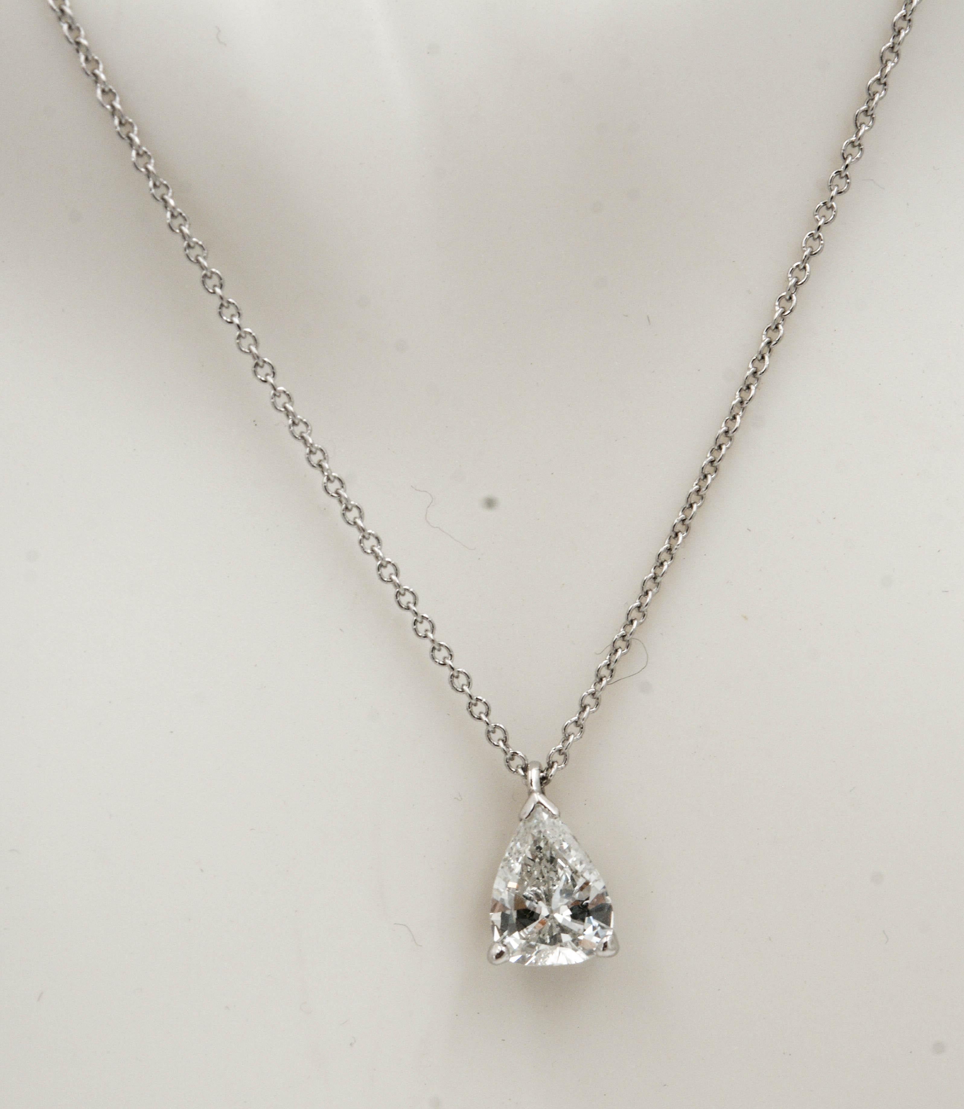 Vintage Pear Transition Cut Diamond Platinum Necklace 4