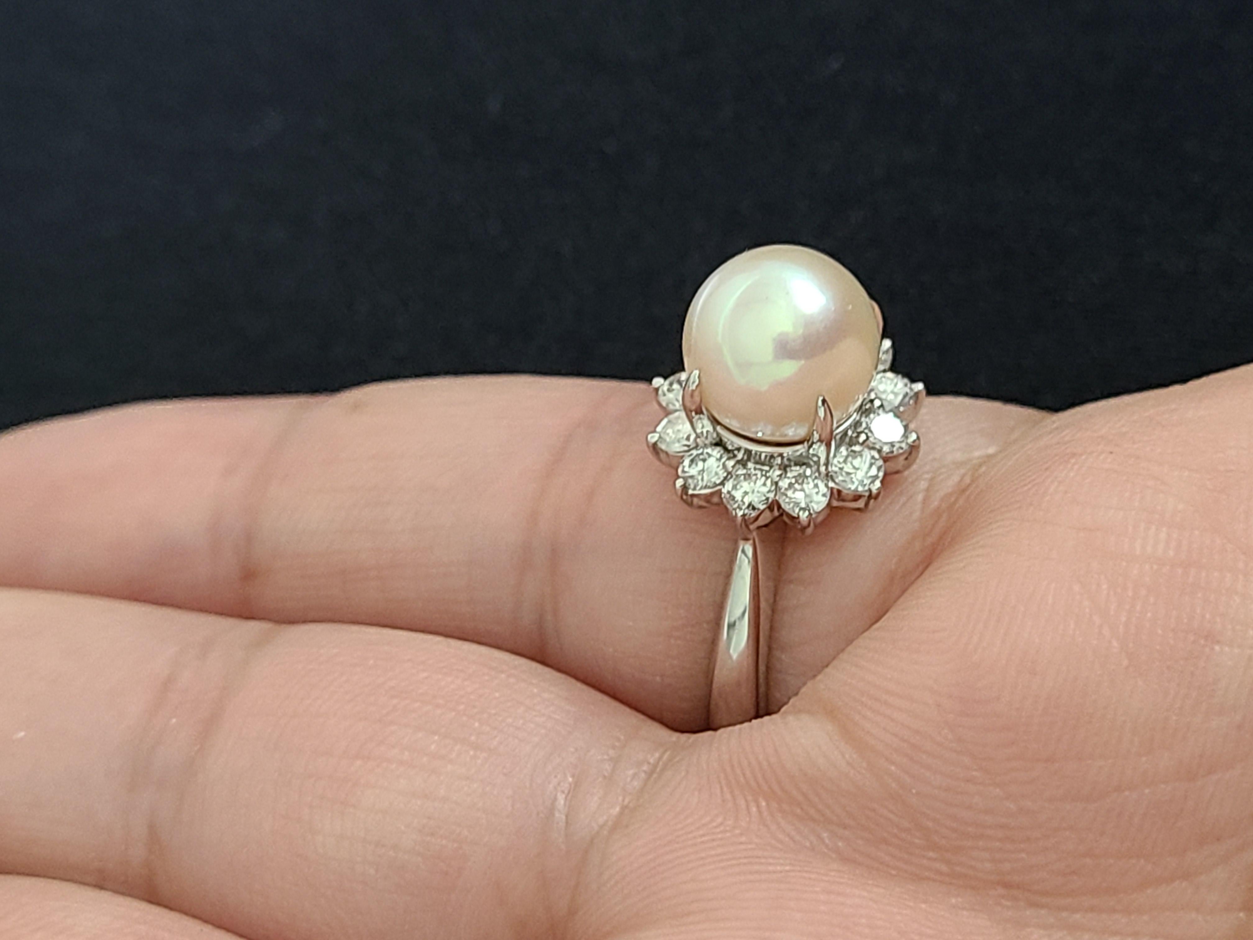 Pearl Ring Set in Platinum PT850 with Diamonds 2