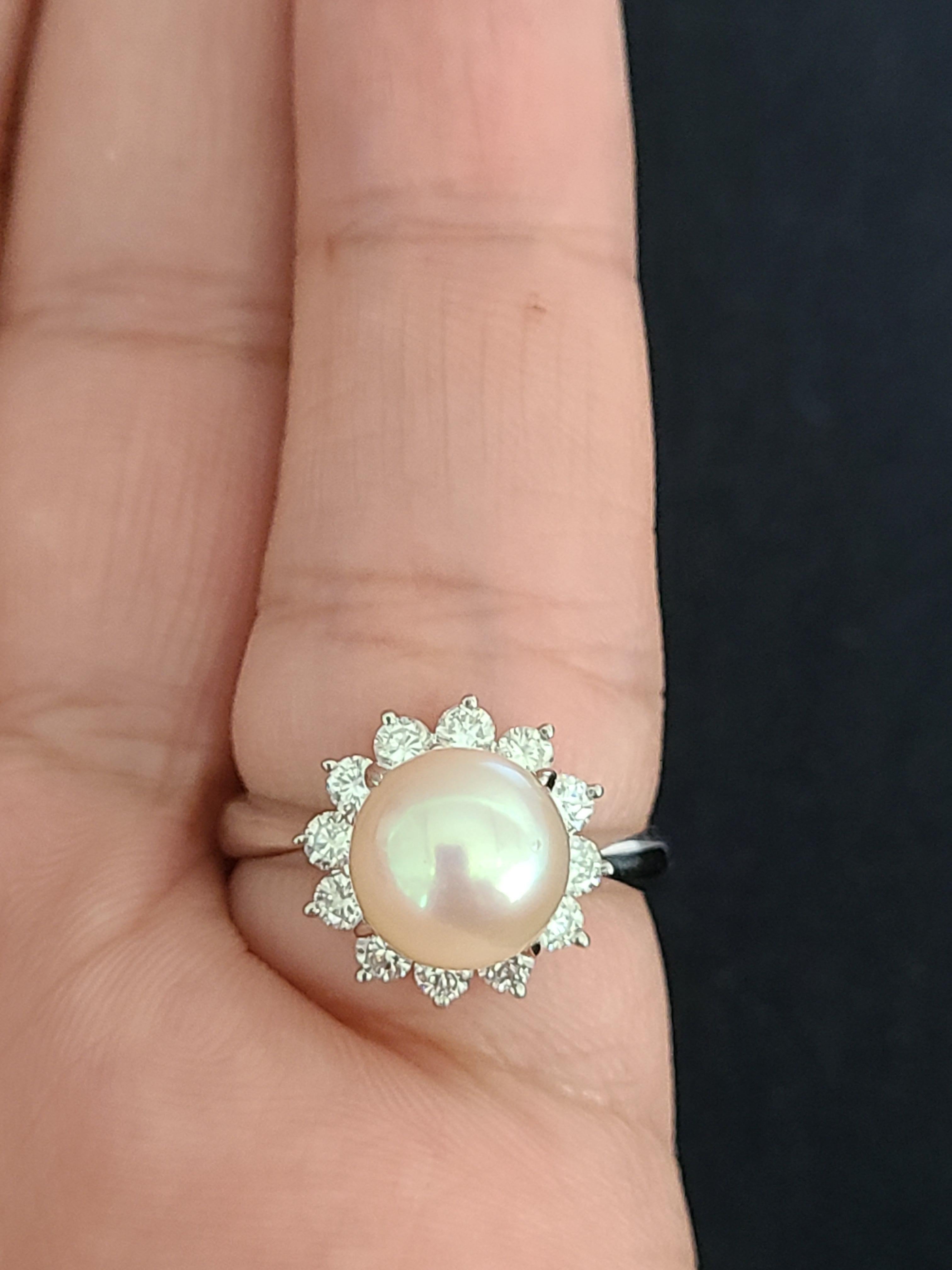 Pearl Ring Set in Platinum PT850 with Diamonds 1