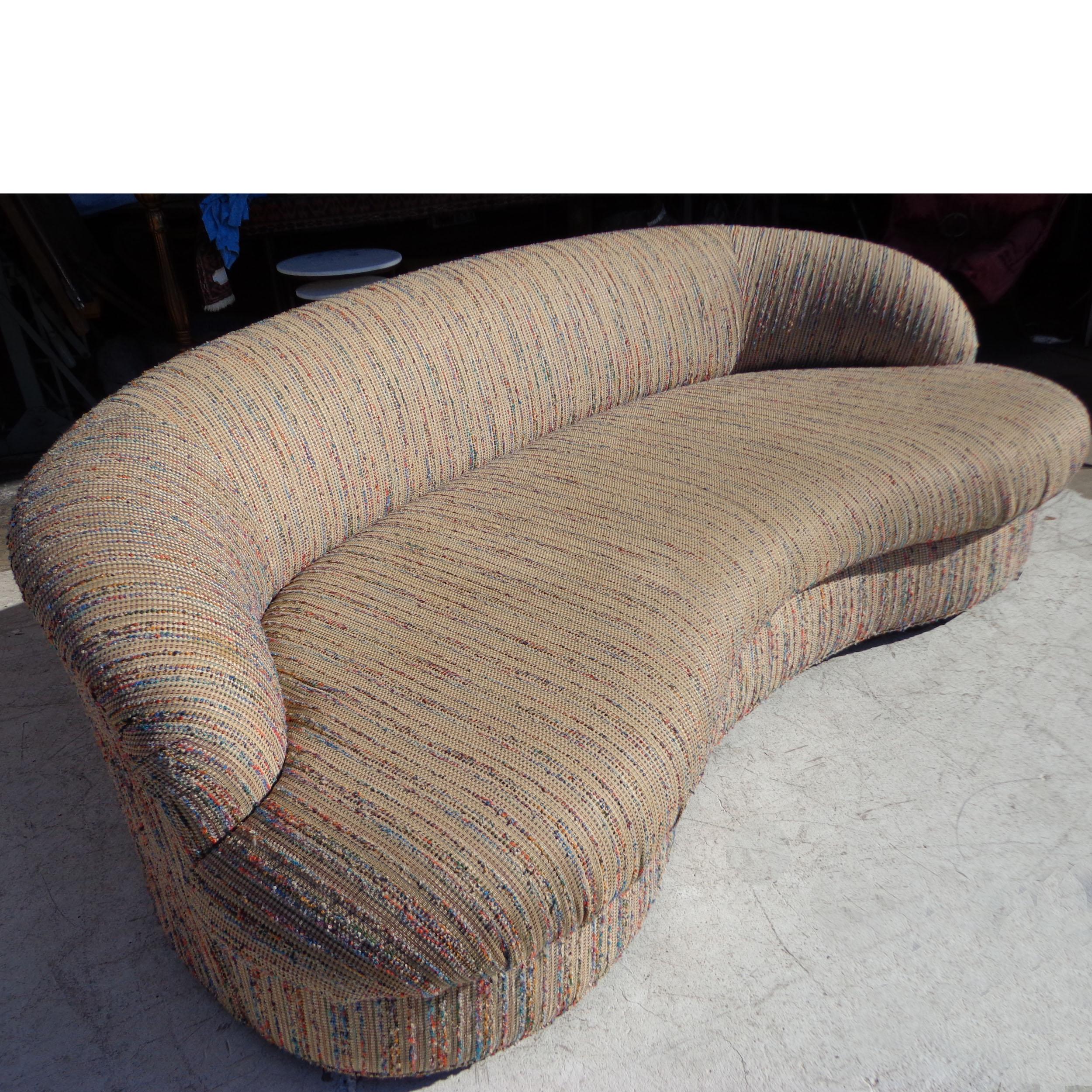 Mid-Century Modern Modern Curved Kidney Shaped Sofa