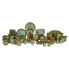 Used 83 Pc Frankoma Dinnerware Set Plainsman Lazybones Westwinds Green Prairie Green