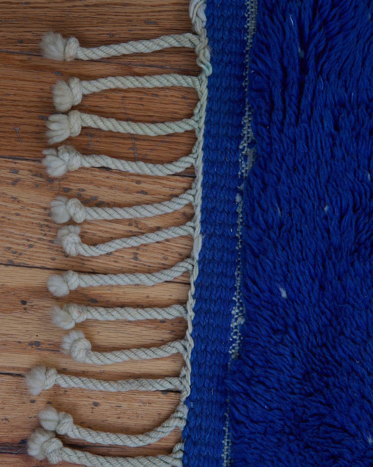 Hand-Crafted 8’3” x 11’8 1/2” Marilla Blue, Green Handmade Moroccan Wool Beni M’rirt Rug For Sale