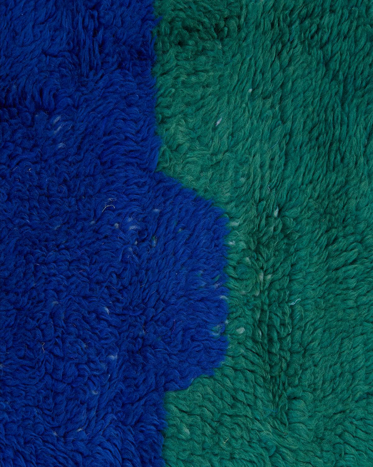 8’3” x 11’8 1/2” Marilla Blue, Green Handmade Moroccan Wool Beni M’rirt Rug In New Condition For Sale In Livingston Manor, NY