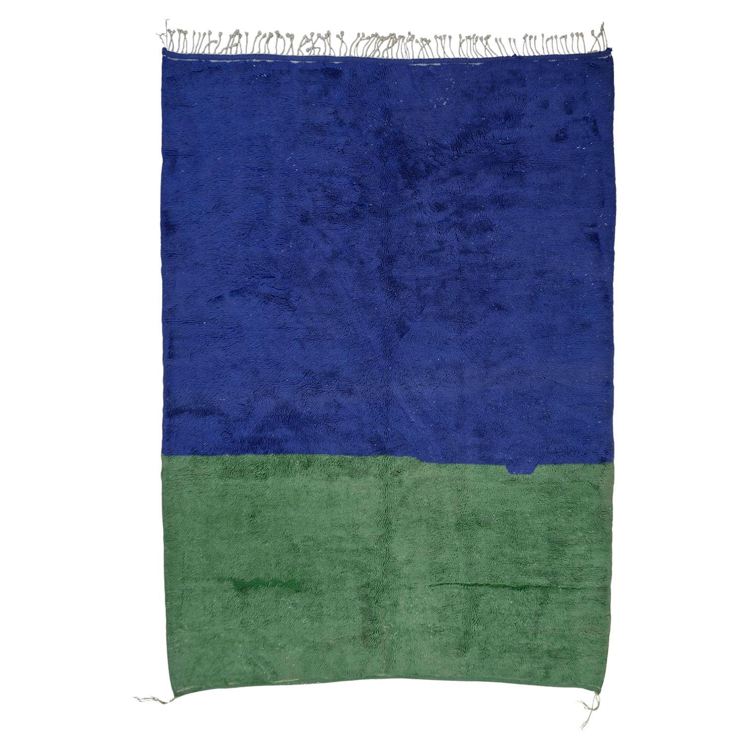 8’3” x 11’8 1/2” Marilla Blue, Green Handmade Moroccan Wool Beni M’rirt Rug For Sale