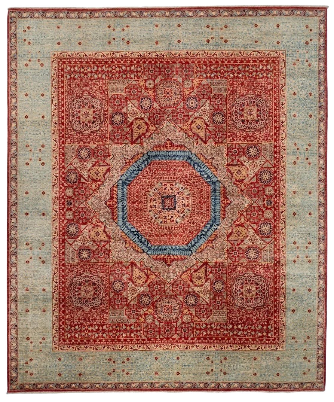 8'3" x 9'10" Hand-Knotted Afghan Mamluk Wool Rug