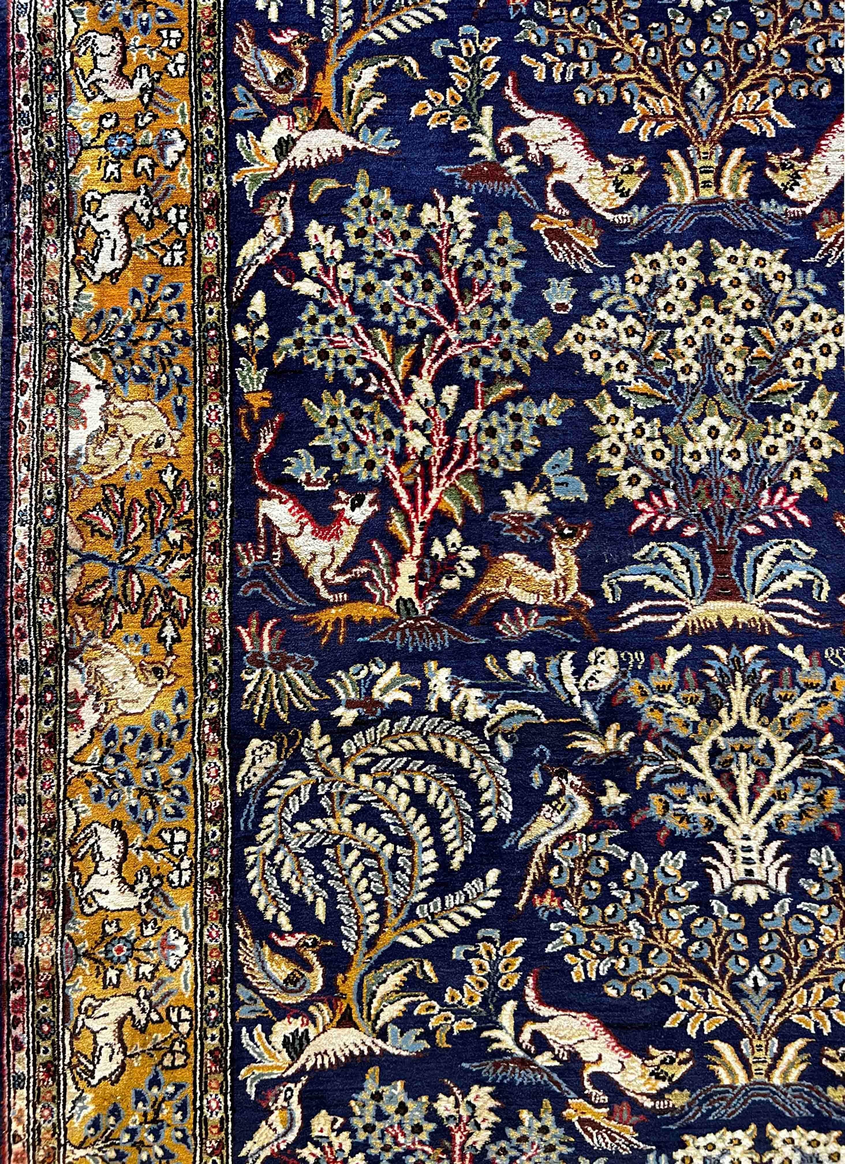 830 - Magnifique tapis vintage Qom à motif de jardin en vente 2