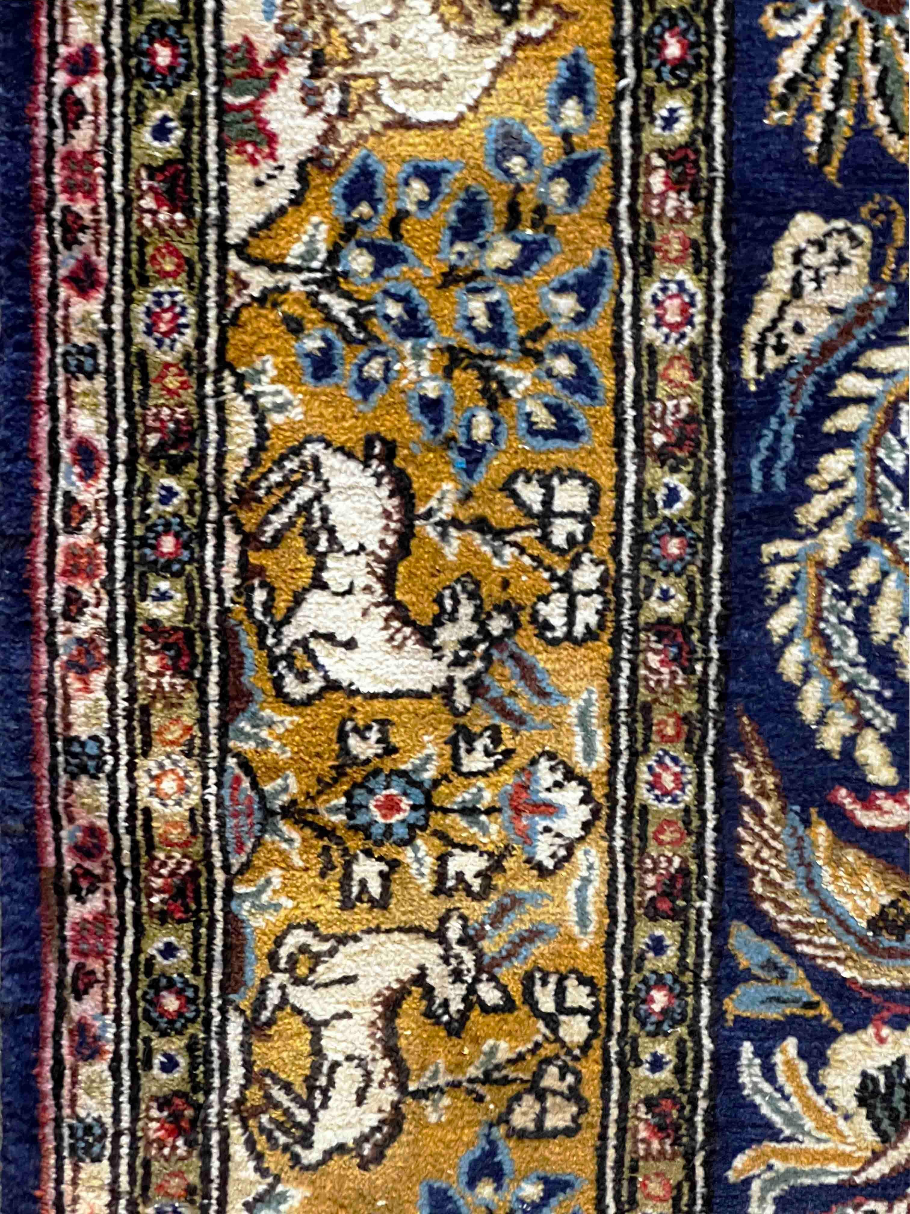 830 - Magnifique tapis vintage Qom à motif de jardin en vente 8