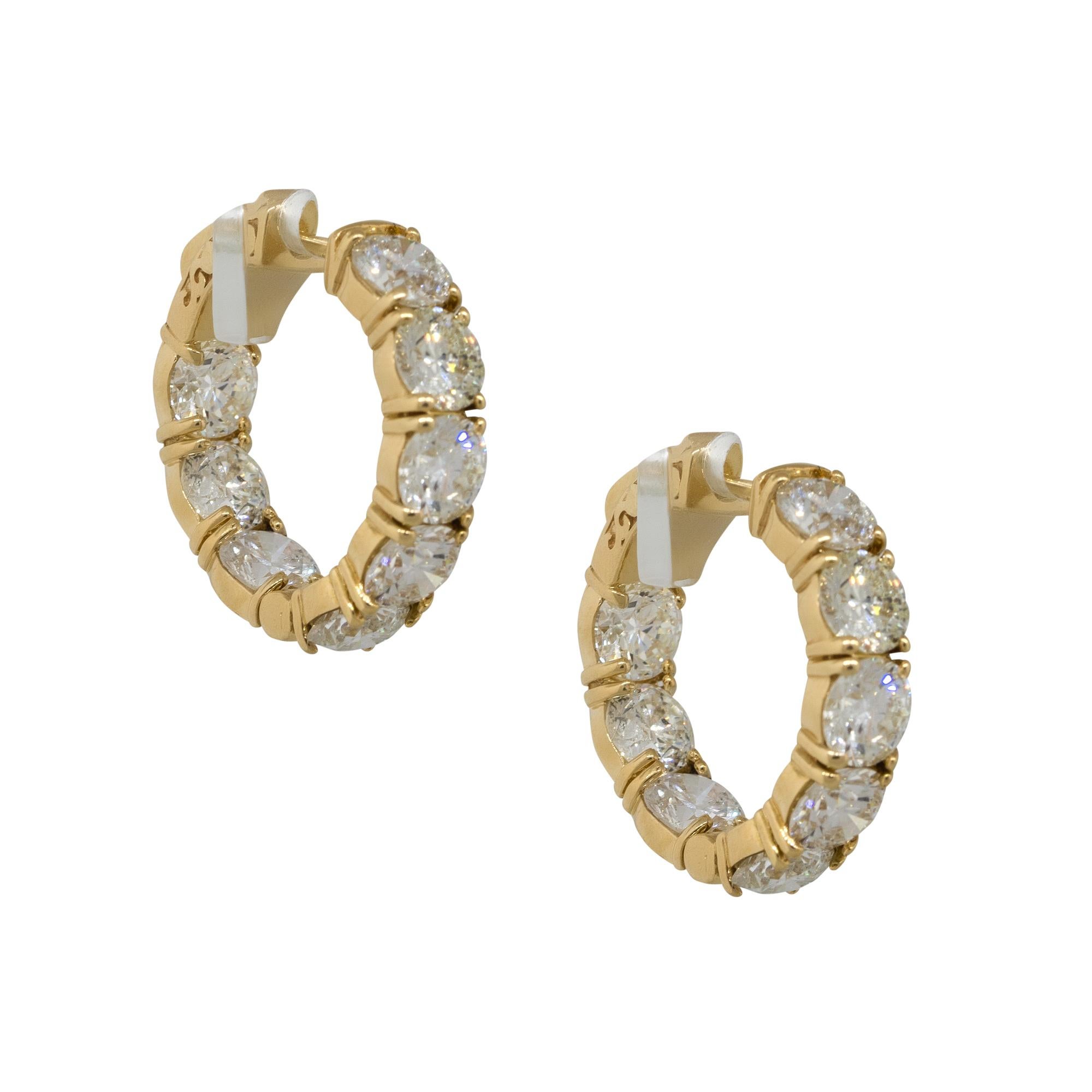 Material: 18k Yellow Gold
Diamond Details: Approx. 8.30ctw of round cut diamonds. Diamonds are G/H in color and VS in clarity. 16 stones
Earring Measurements: 22mm x 5.30mm x 21mm
Total Weight: 10.3g (6.6dwt) 
Earring backs: Latch back
Additional