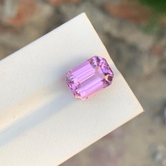 8.30 Carat Gorgeous Faceted Pink Kunzite Emerald Shape