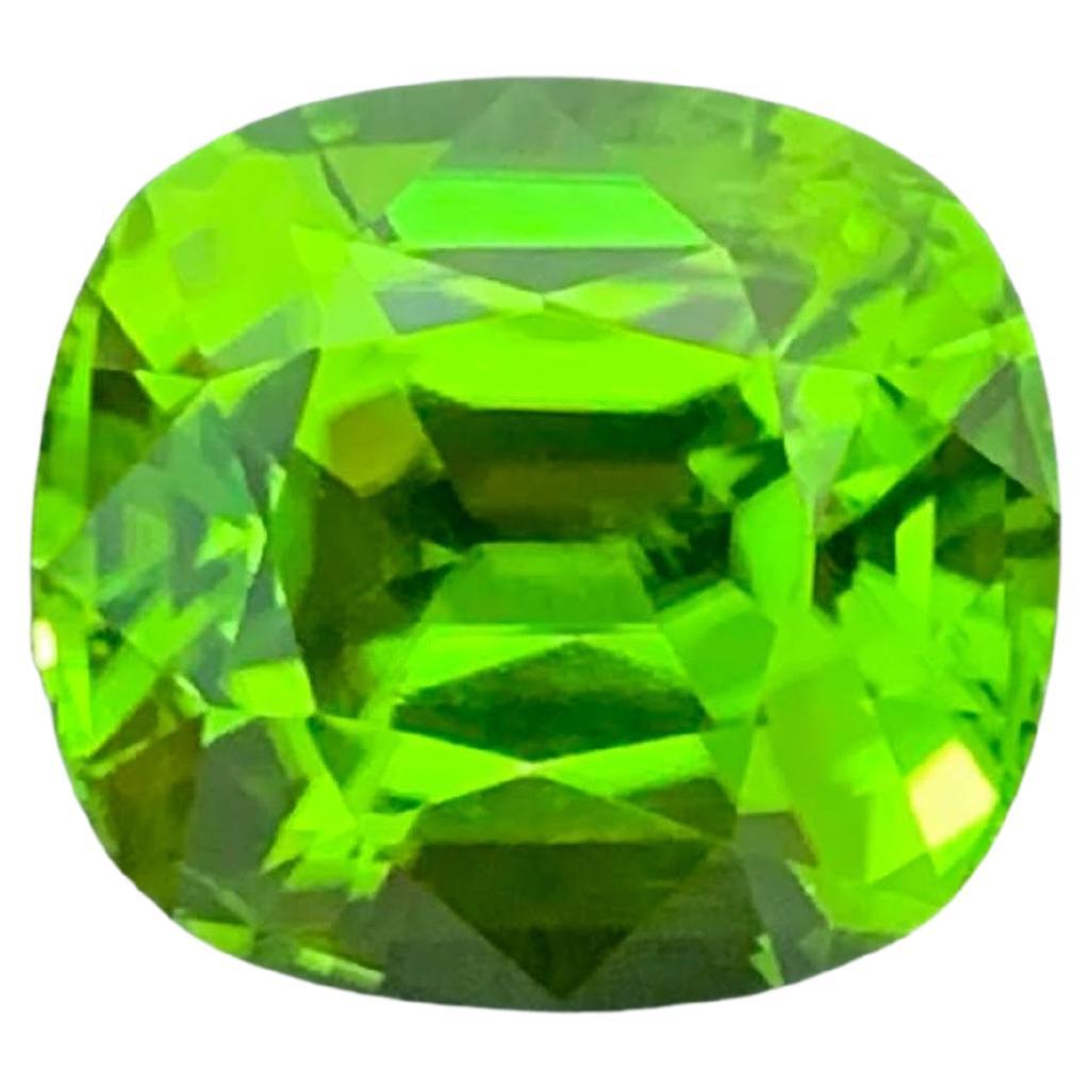 8.30 Carat Natural Loose Apple Green Peridot Cushion Cut Pakistani Gemstone For Sale