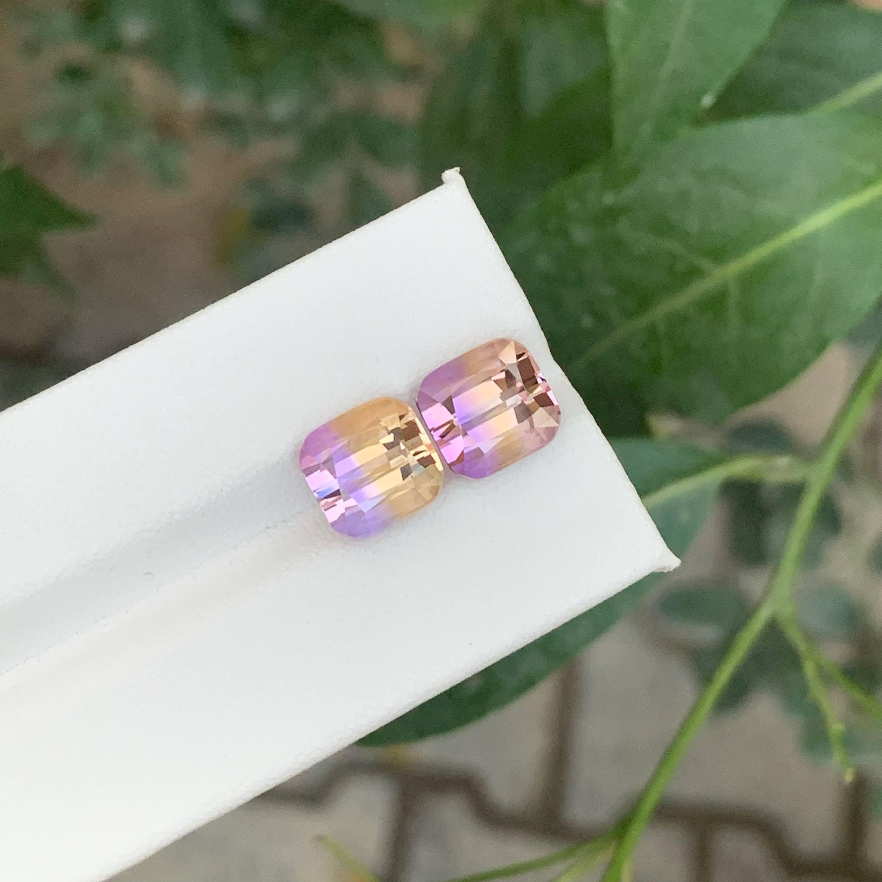 8,30 Karat natürlicher loser zweifarbiger Ametrin Paar für Ohrringe Bolivianischer Edelstein für Damen oder Herren im Angebot