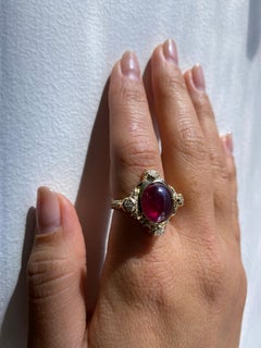 8.30 Carat Ruby Cabochon Ring in 18 Karat Rose Gold