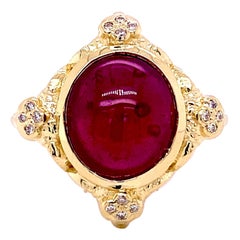 8.30 Carat Ruby Cabochon Ring in 18 Karat Rose Gold