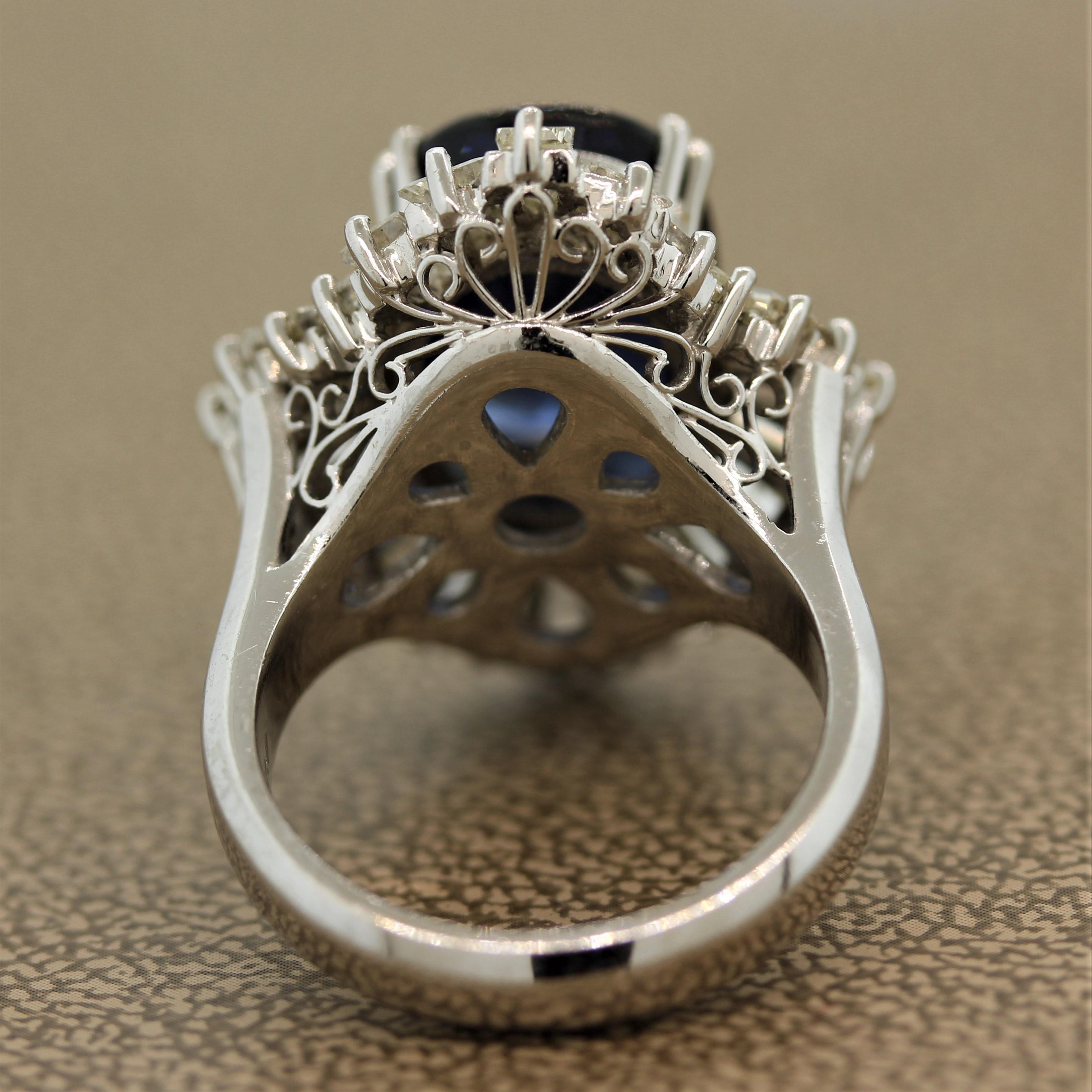 Women's 8.30 Carat Sapphire Diamond Platinum Ring For Sale
