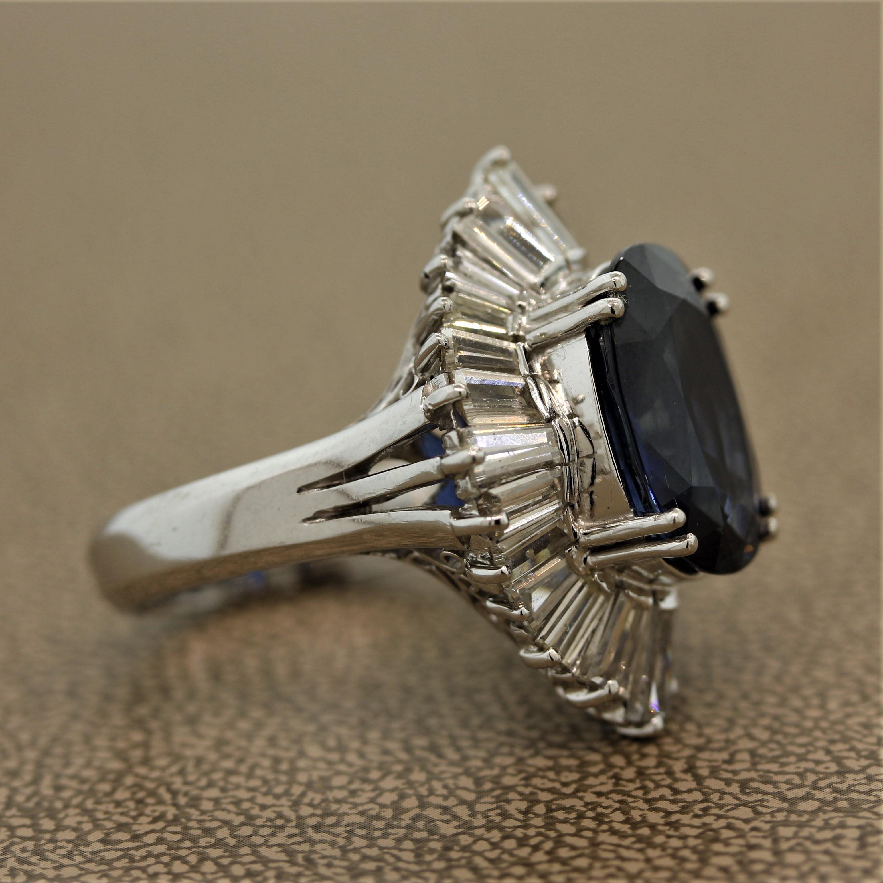 8.30 Carat Sapphire Diamond Platinum Ring For Sale 1