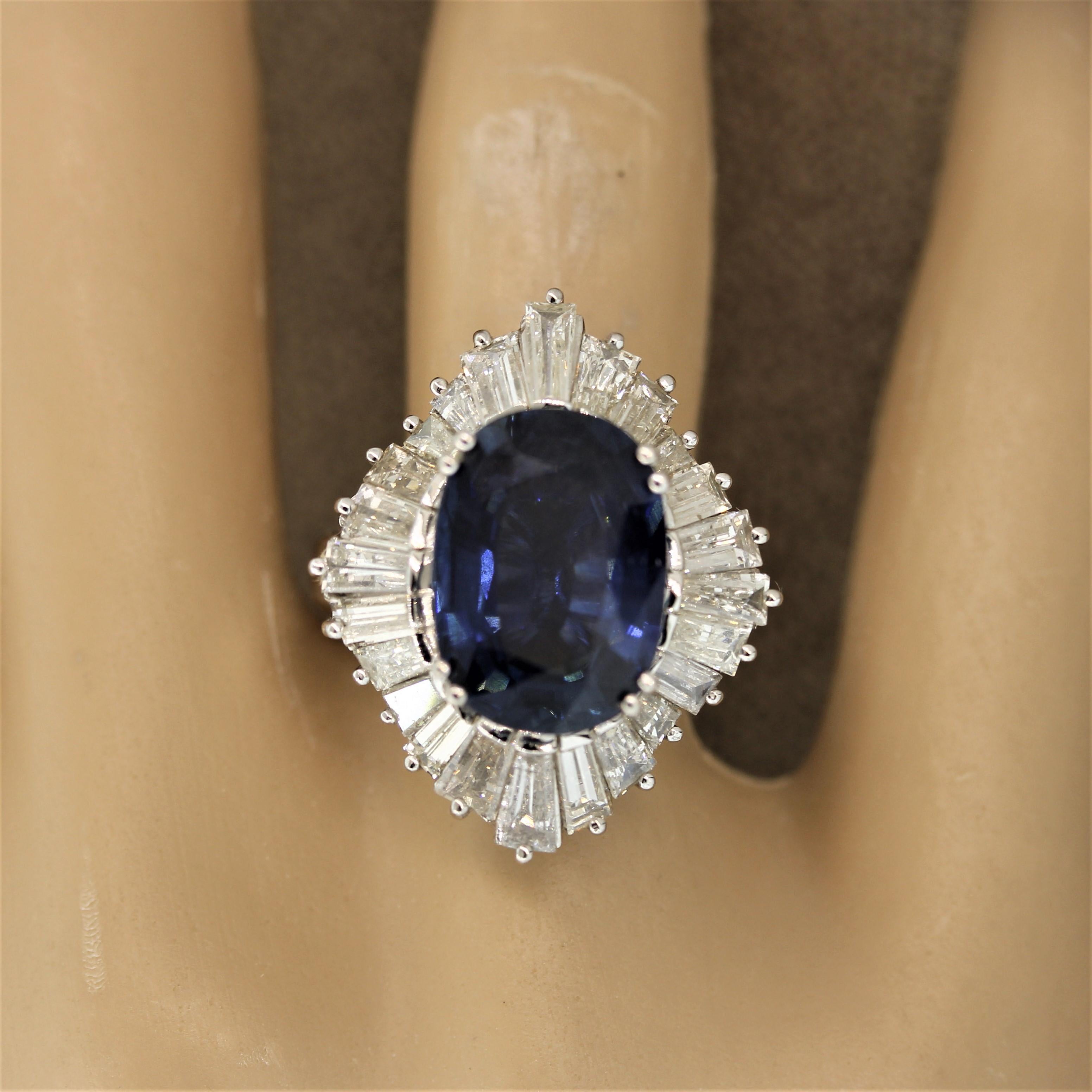 8.30 Carat Sapphire Diamond Platinum Ring For Sale 2