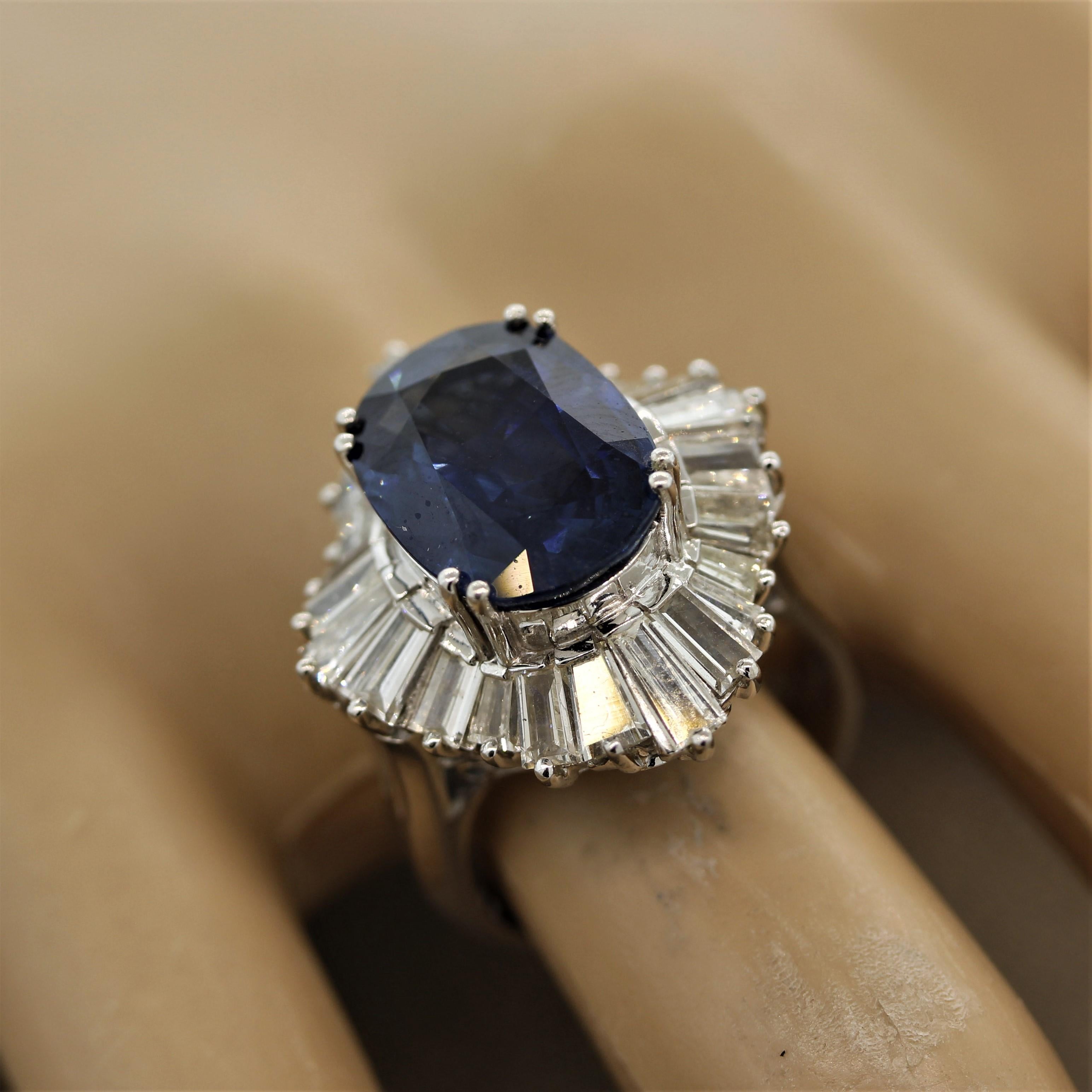 8,30 Karat Saphir Diamant Platin Ring im Angebot 3