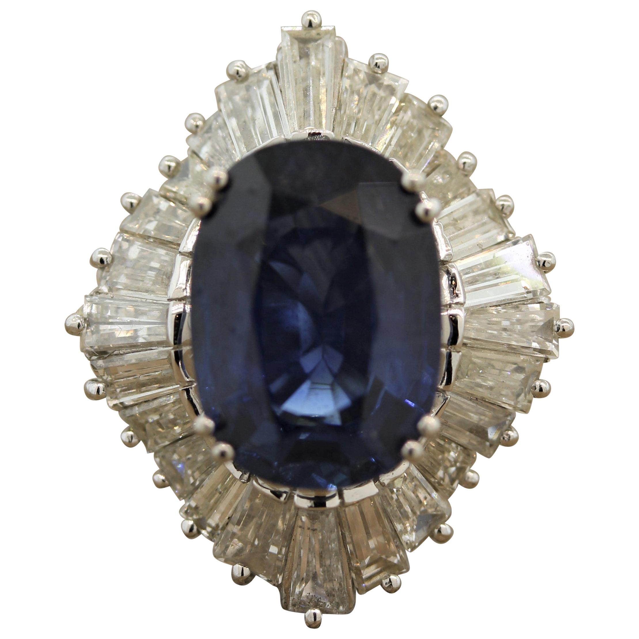 8.30 Carat Sapphire Diamond Platinum Ring For Sale