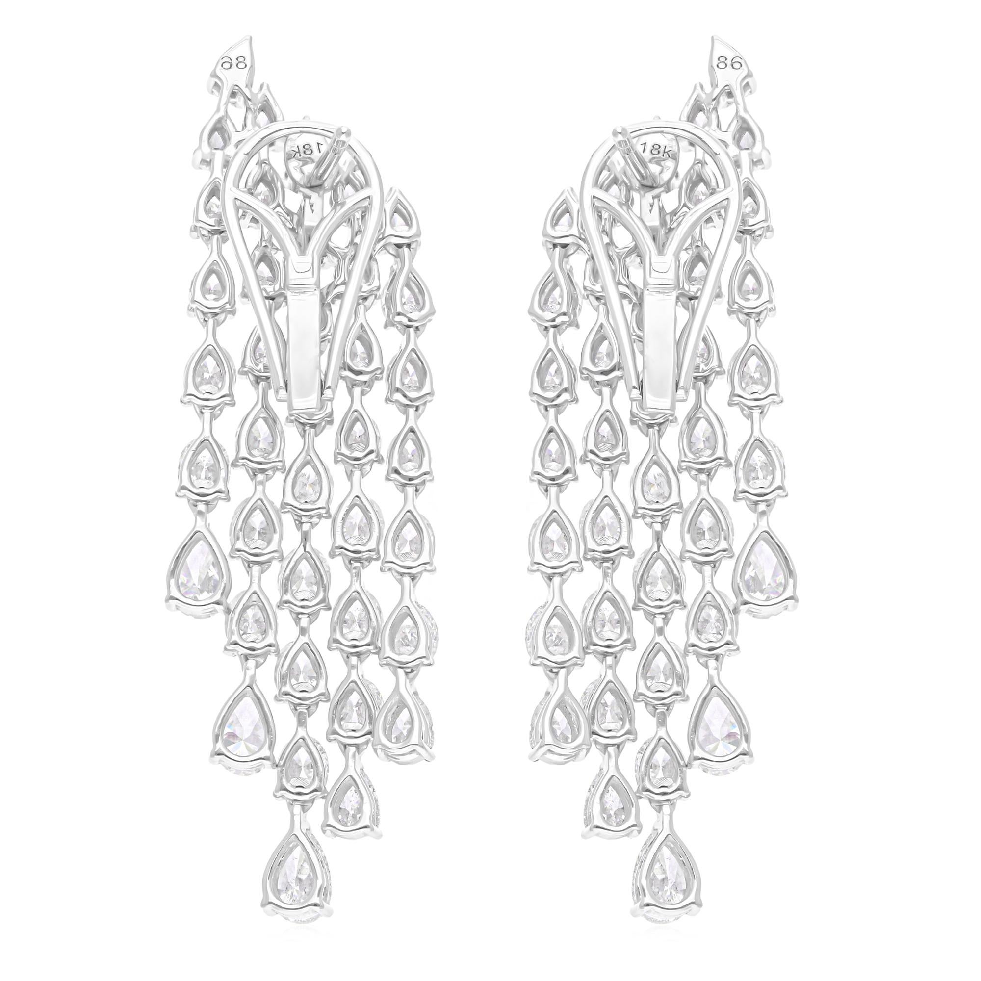 Boucles d'oreilles chandelier en or blanc 8.30 Carat SI/H Oval Pear Brilliant Cut Diamond en vente 1