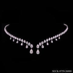 8.30 Carat SI Clarity HI Color Pear Diamond Choker Necklace 18 Karat White Gold