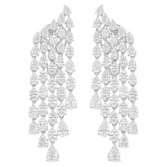 8.30 Carat SI/H Oval Pear Brilliant Cut Diamond White Gold Chandelier Earrings