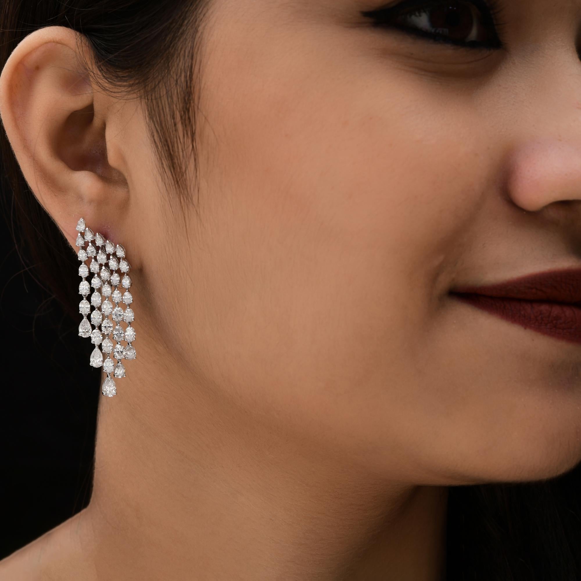 Modern 8.30 Carat SI/H Oval Pear Brilliant Cut Diamond White Gold Chandelier Earrings For Sale