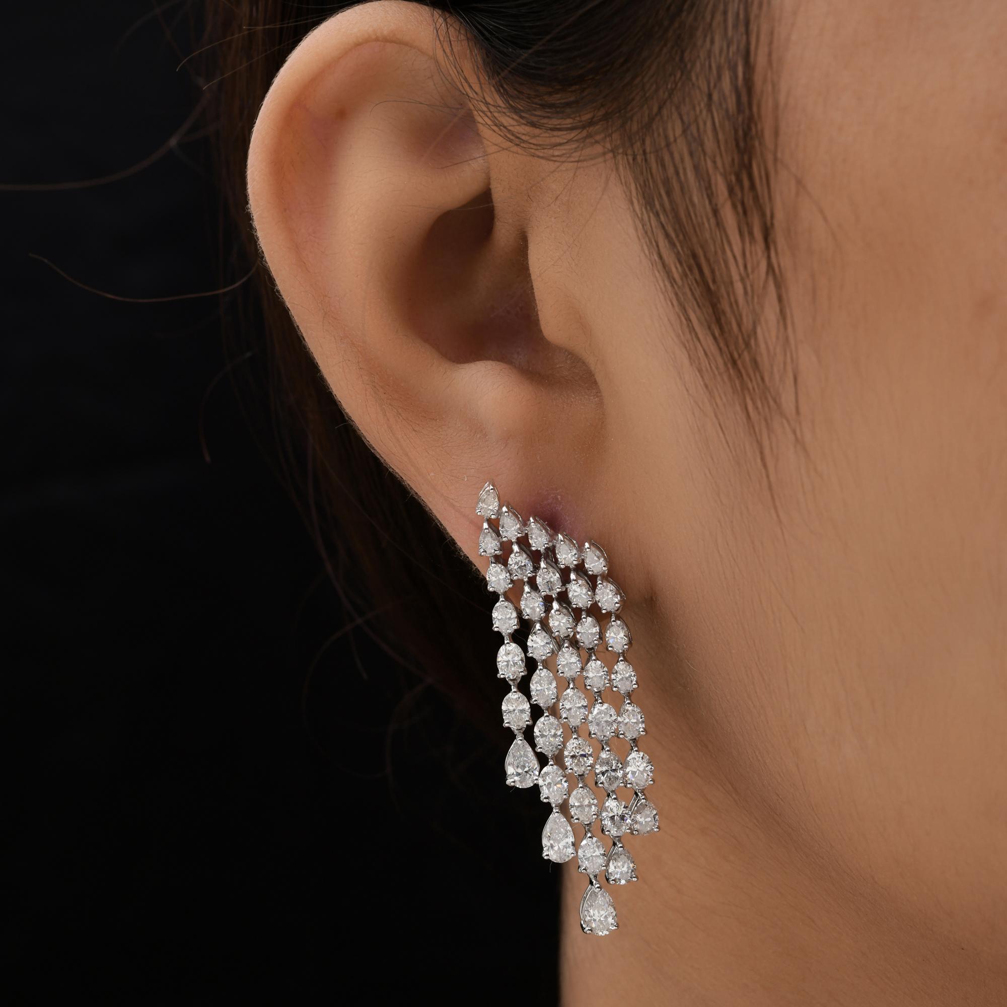 Pear Cut 8.30 Carat SI/H Oval Pear Brilliant Cut Diamond White Gold Chandelier Earrings For Sale