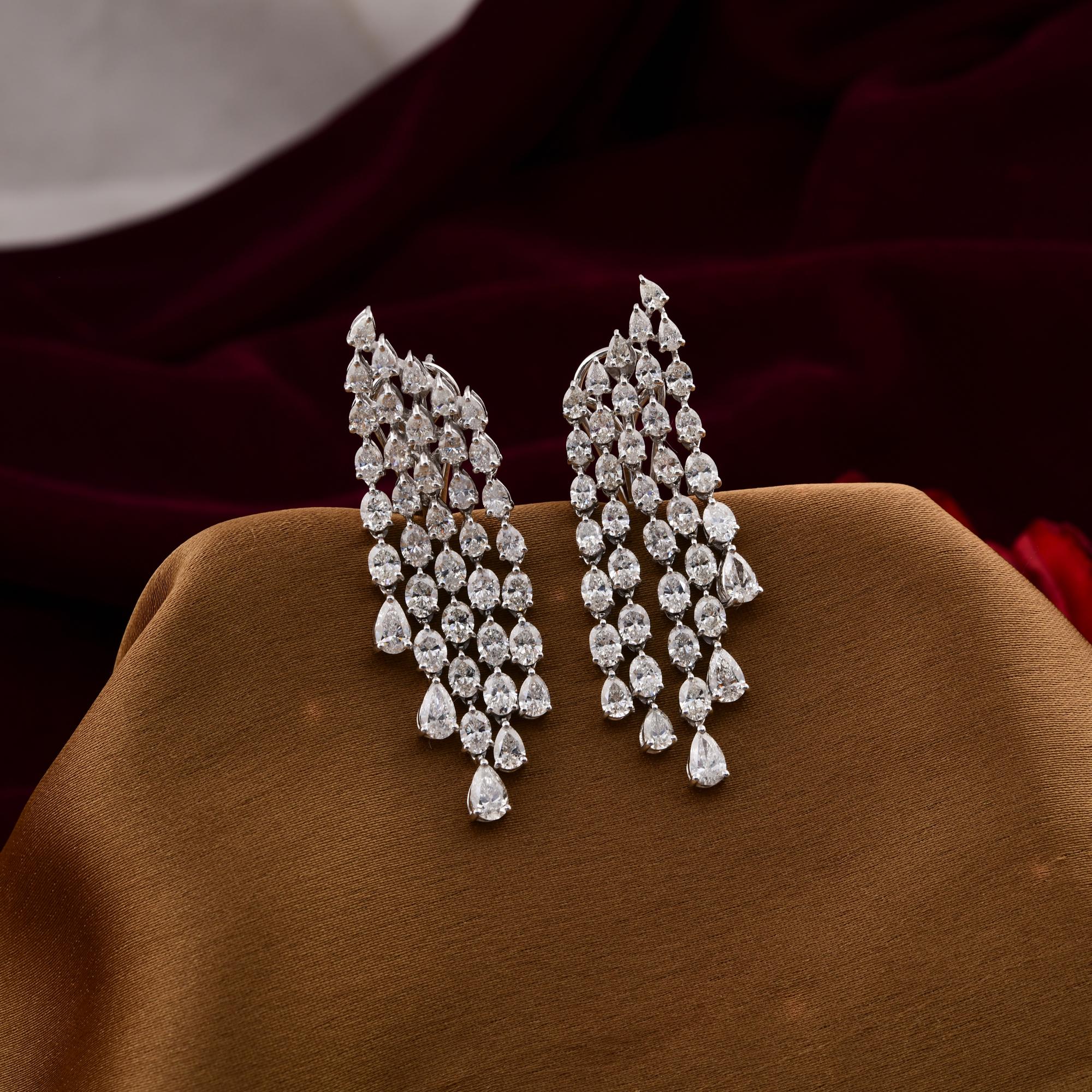 8.30 Carat SI/H Oval Pear Brilliant Cut Diamond White Gold Chandelier Earrings In New Condition For Sale In Diera, Dubai