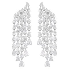 8.30 Carat SI/H Oval Pear Brilliant Cut Diamond White Gold Chandelier Earrings