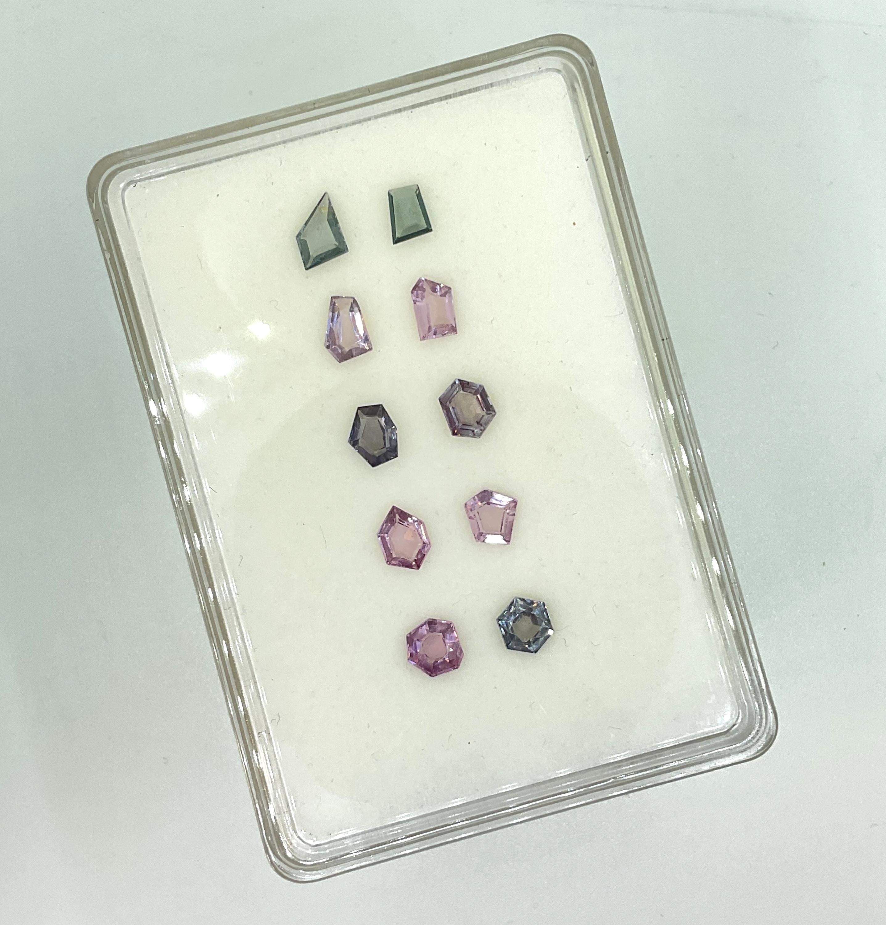 8.30 Carats Grey & Pink Spinel Fancy Cut Stone Natural Gems For earrings In New Condition For Sale In Jaipur, RJ