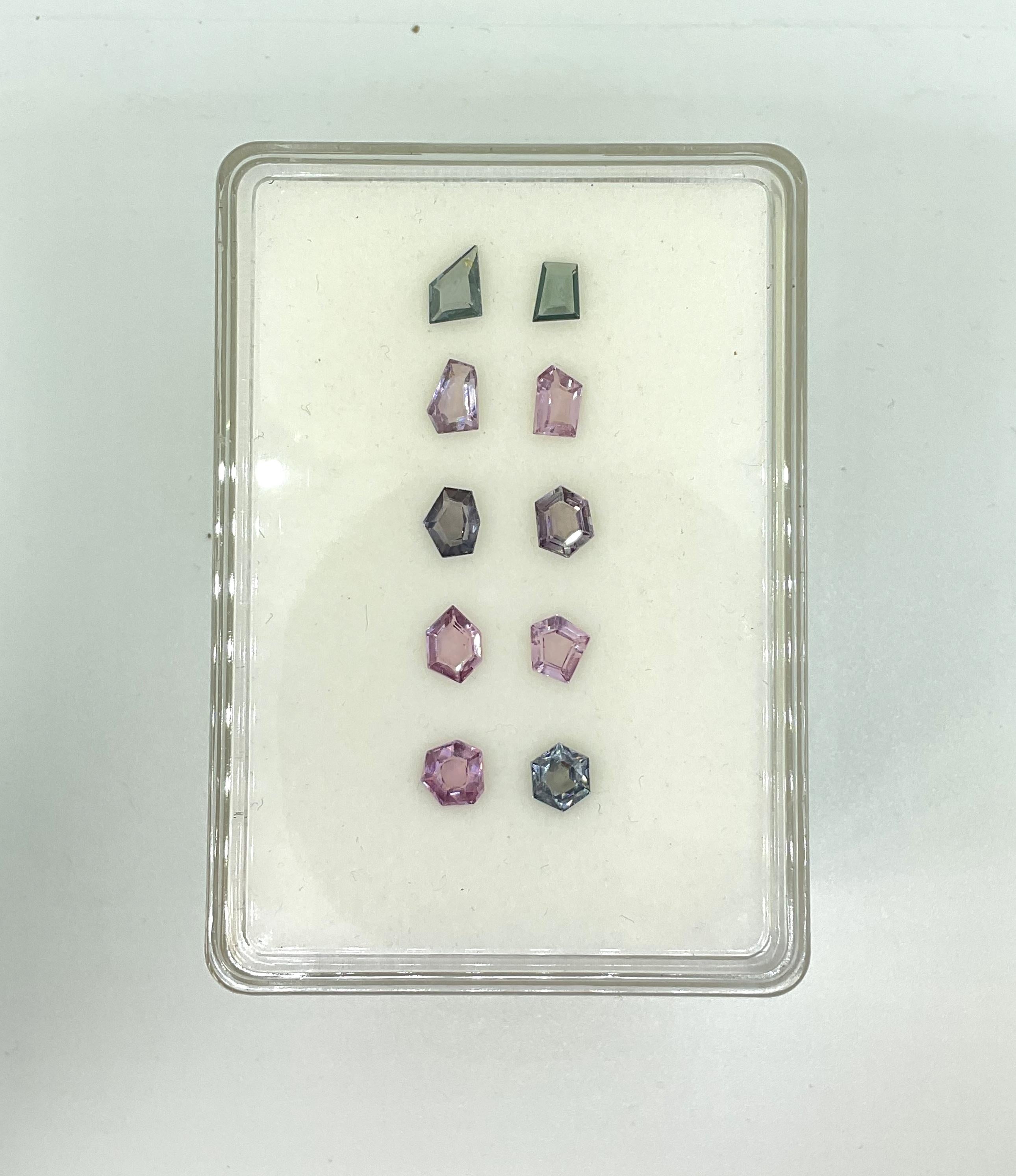 8.30 Carats Grey & Pink Spinel Fancy Cut Stone Natural Gems For earrings Unisexe en vente