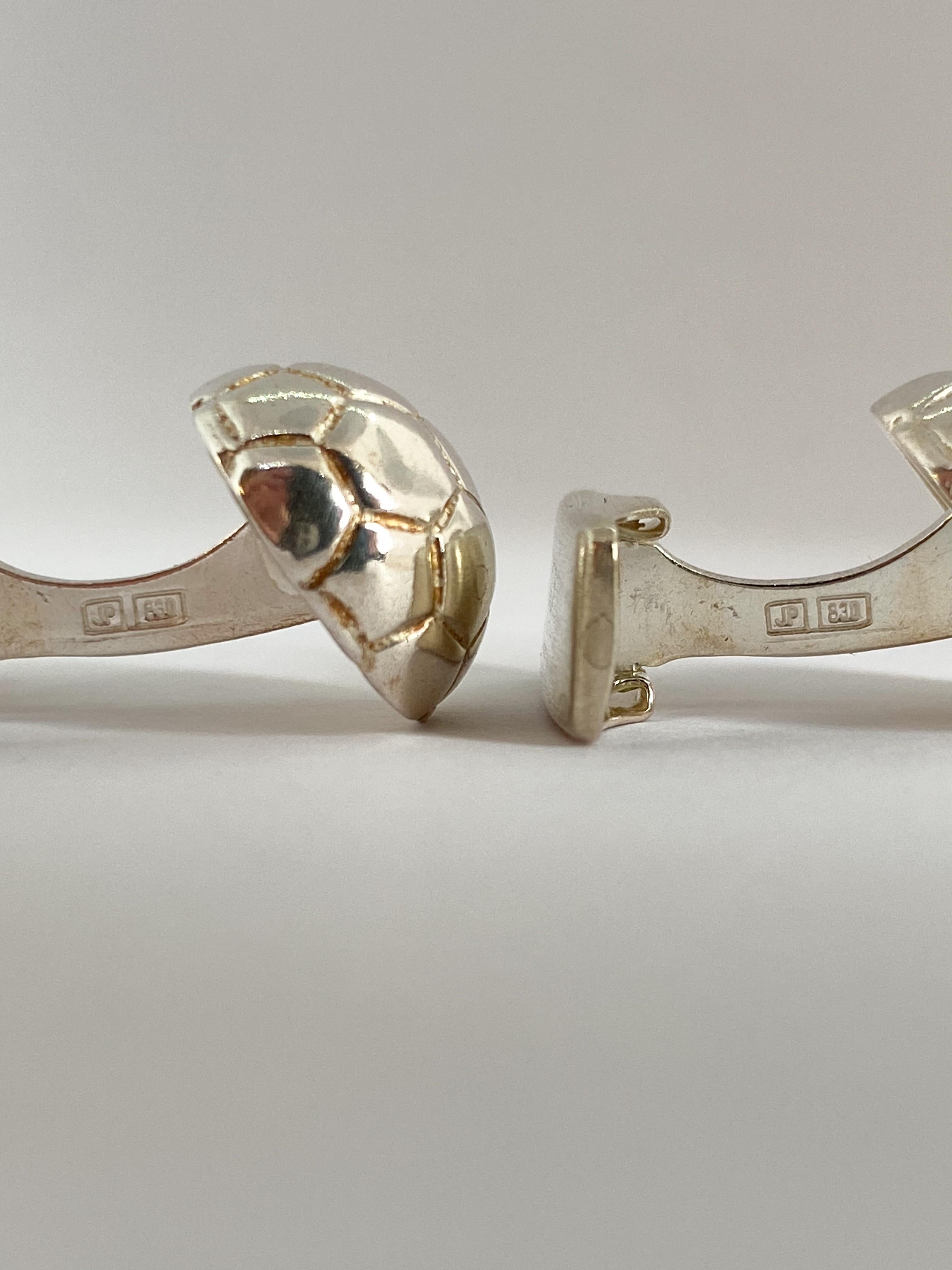 Modernist 830 Silver Finland Fotball Cufflinks For Sale