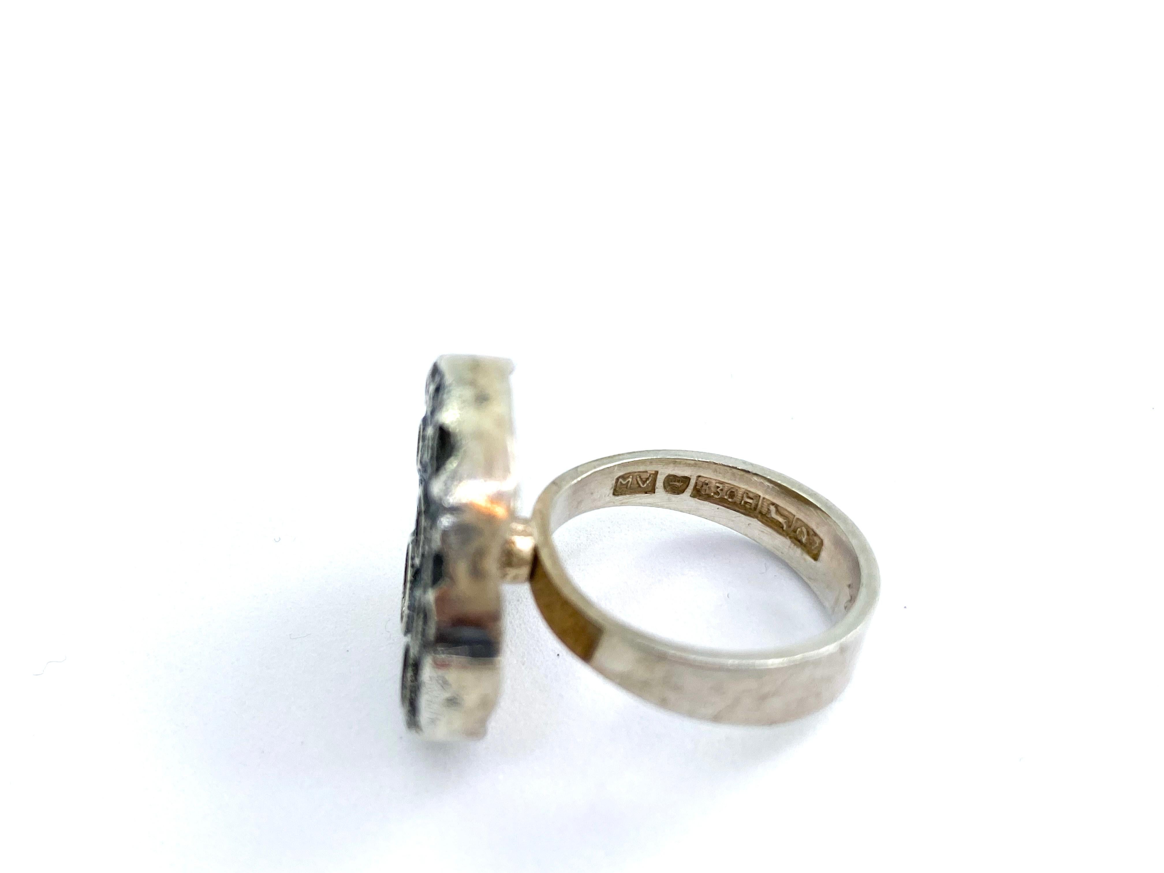 Modernist 830 Silver Finland Ring 1969 Moon Ring For Sale
