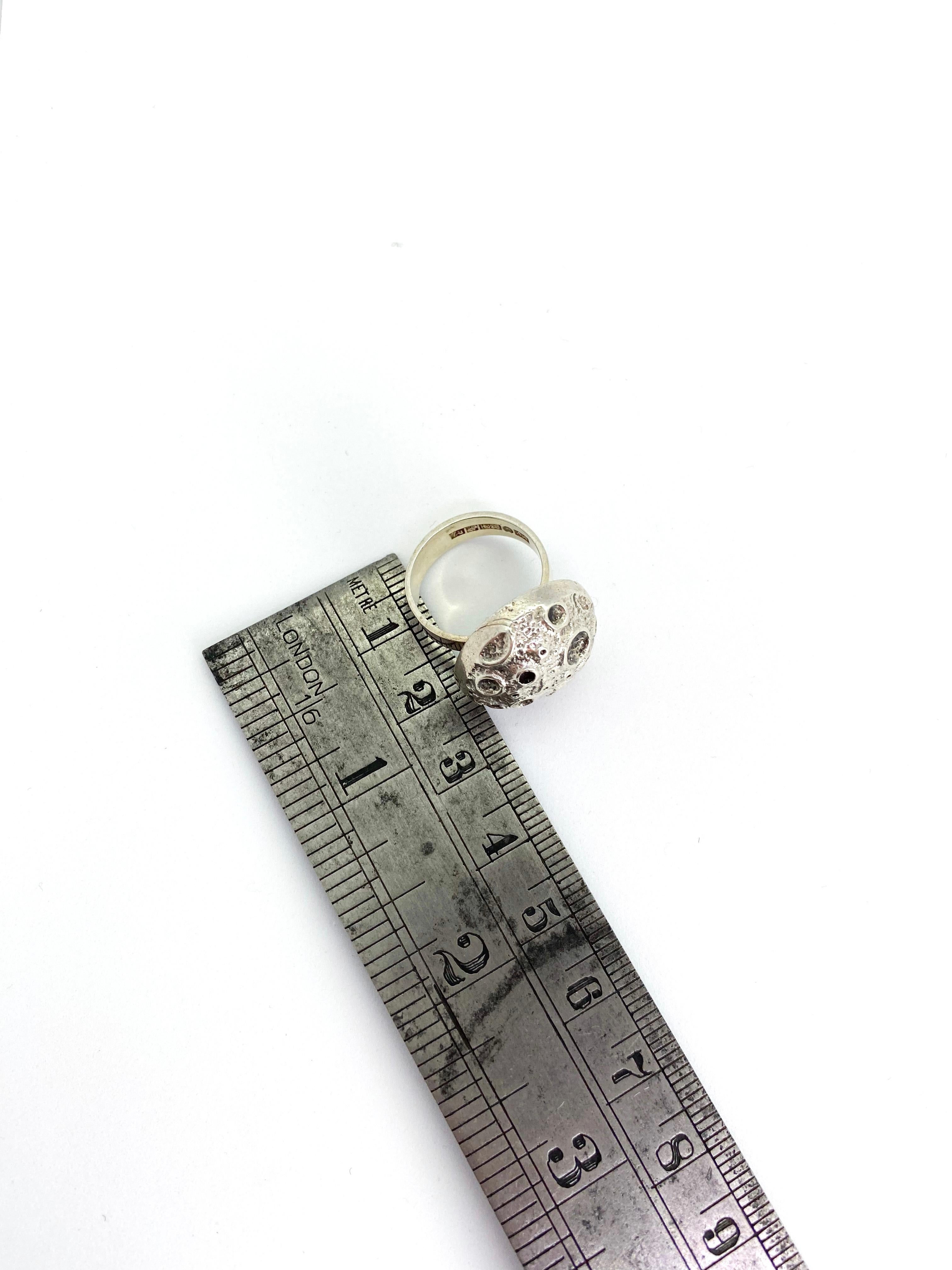 830 Silver Finland Ring 1970 Moon Ring In Good Condition For Sale In Orimattila, FI