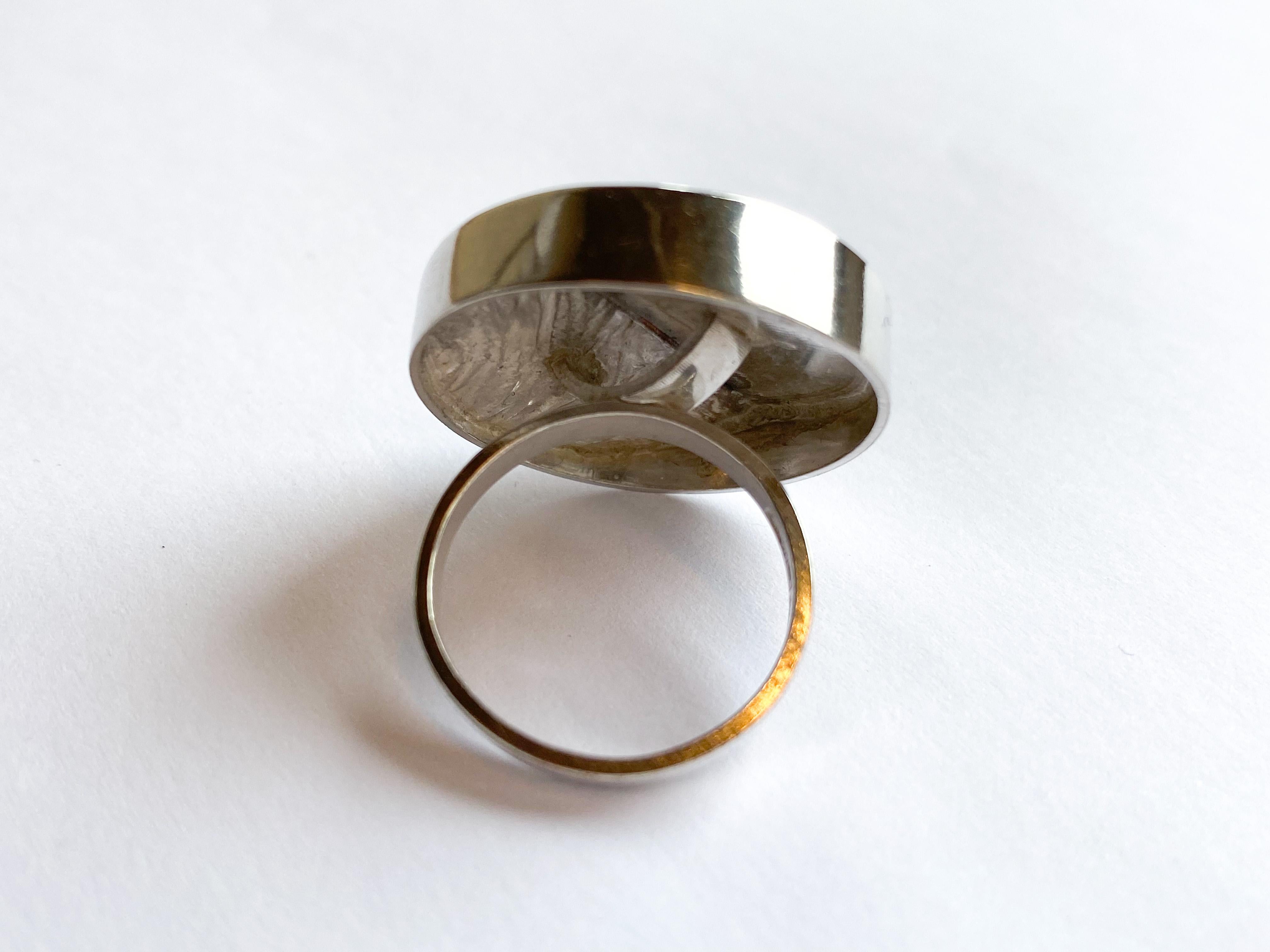 Modernist 830 Silver Ring Finland 1971 Lahti For Sale