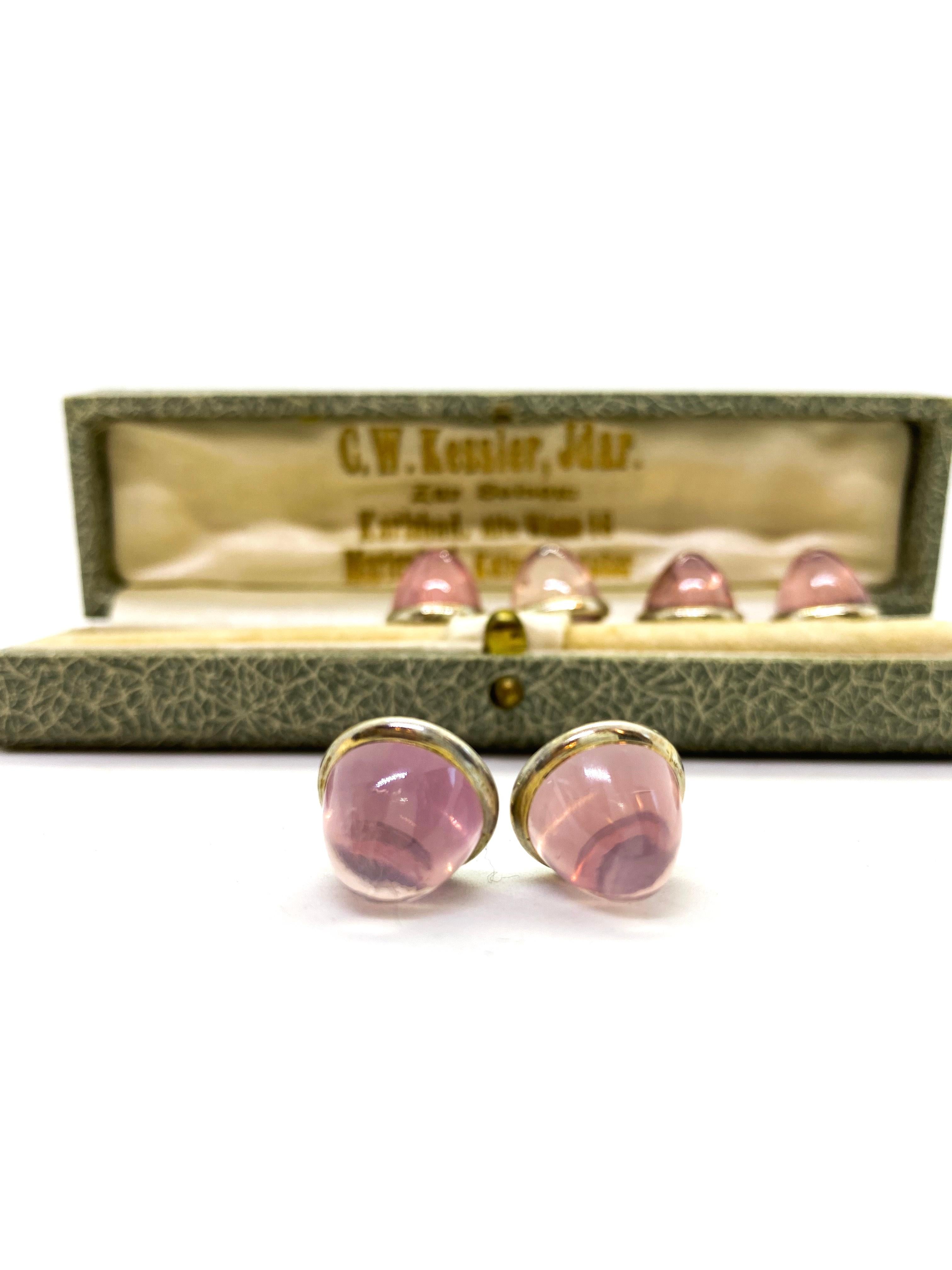 Modern 830 Silver Rose Quartz Shirt Studs Set of 6