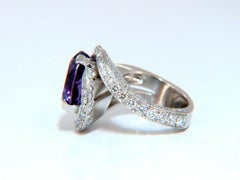 8.30ct Natural Amethyst Diamonds Ring Platinum Swirl Mod Deco