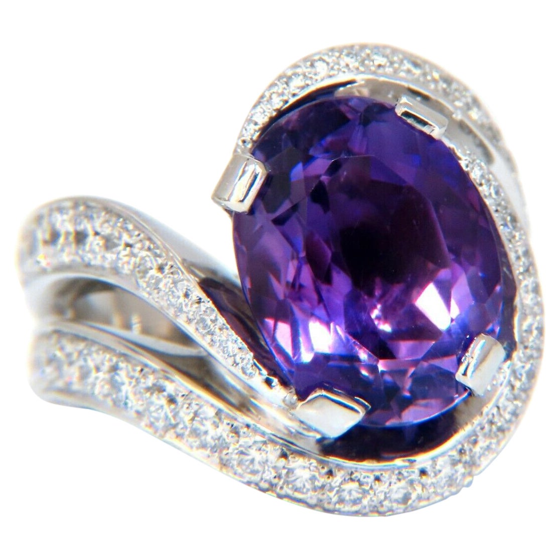 Mod-Deco-Ring, 9,30 Karat natürliche Amethyst-Diamanten in Platin
