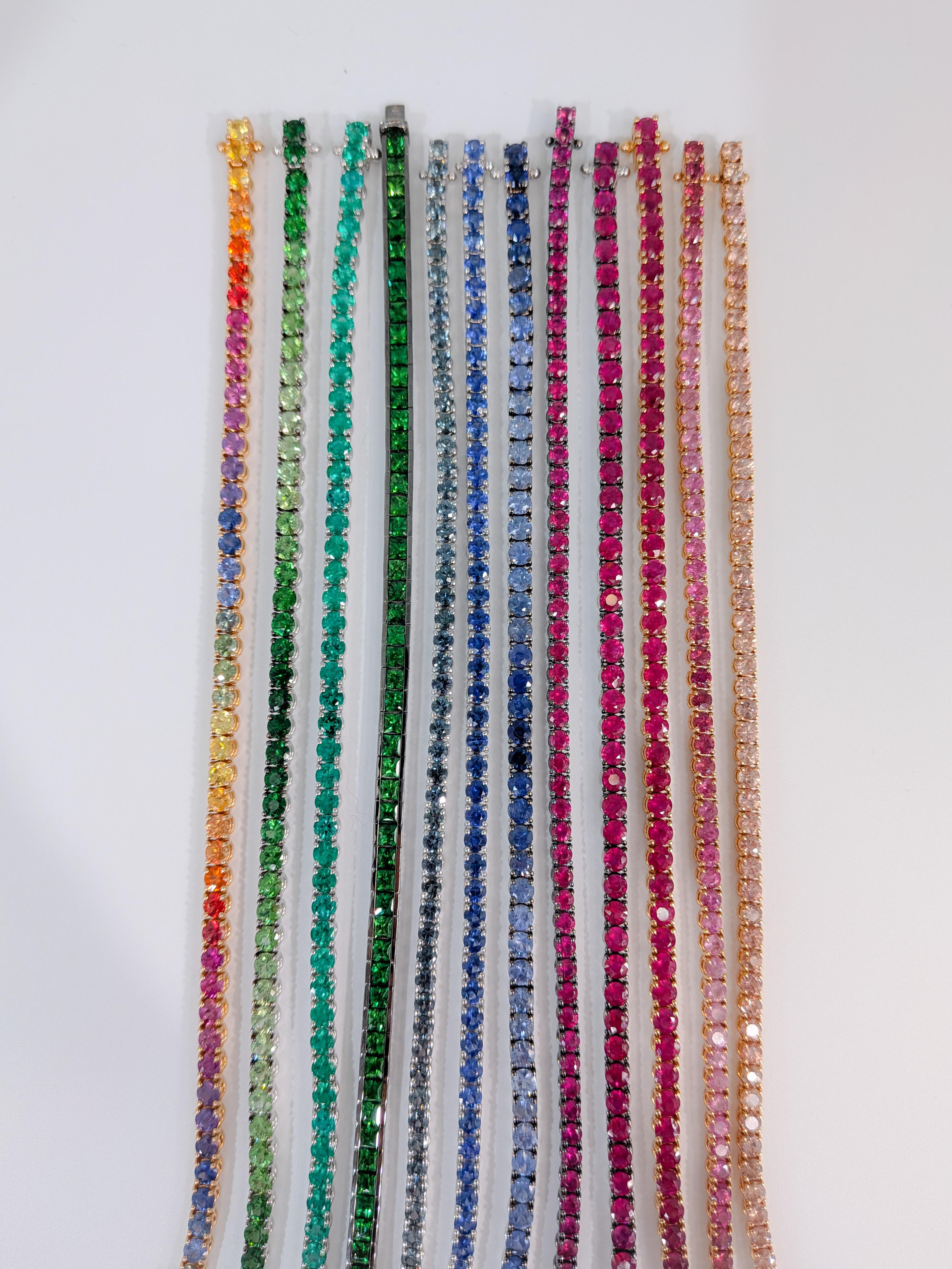 8.30ct Pink Natural Ruby Tennis Bracelet in 18k 750 White Gold 19cm x 3.2mm MXHM en venta 3