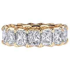 8.30ct Radiant Cut Diamond Eternity Band in 18k Champagne Yellow Gold
