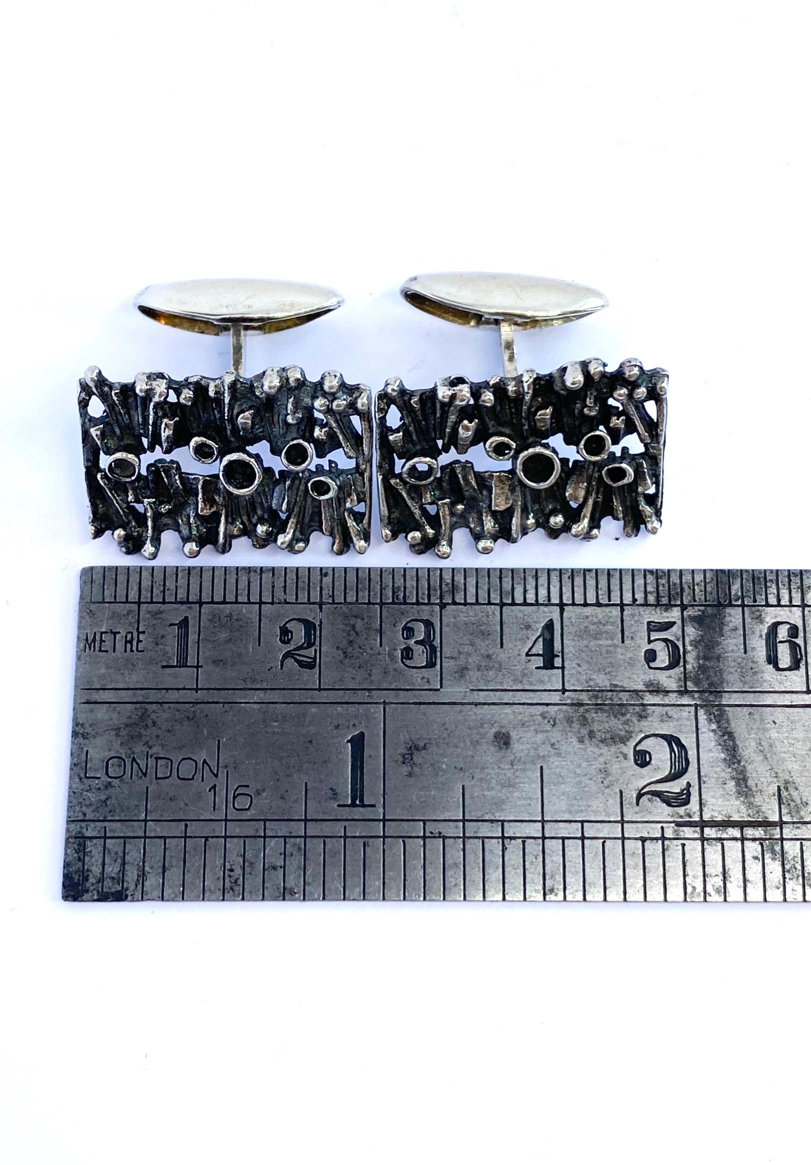 830H Silver Finland 1970 Martti Viikinniemi Retro Cufflinks For Sale 1