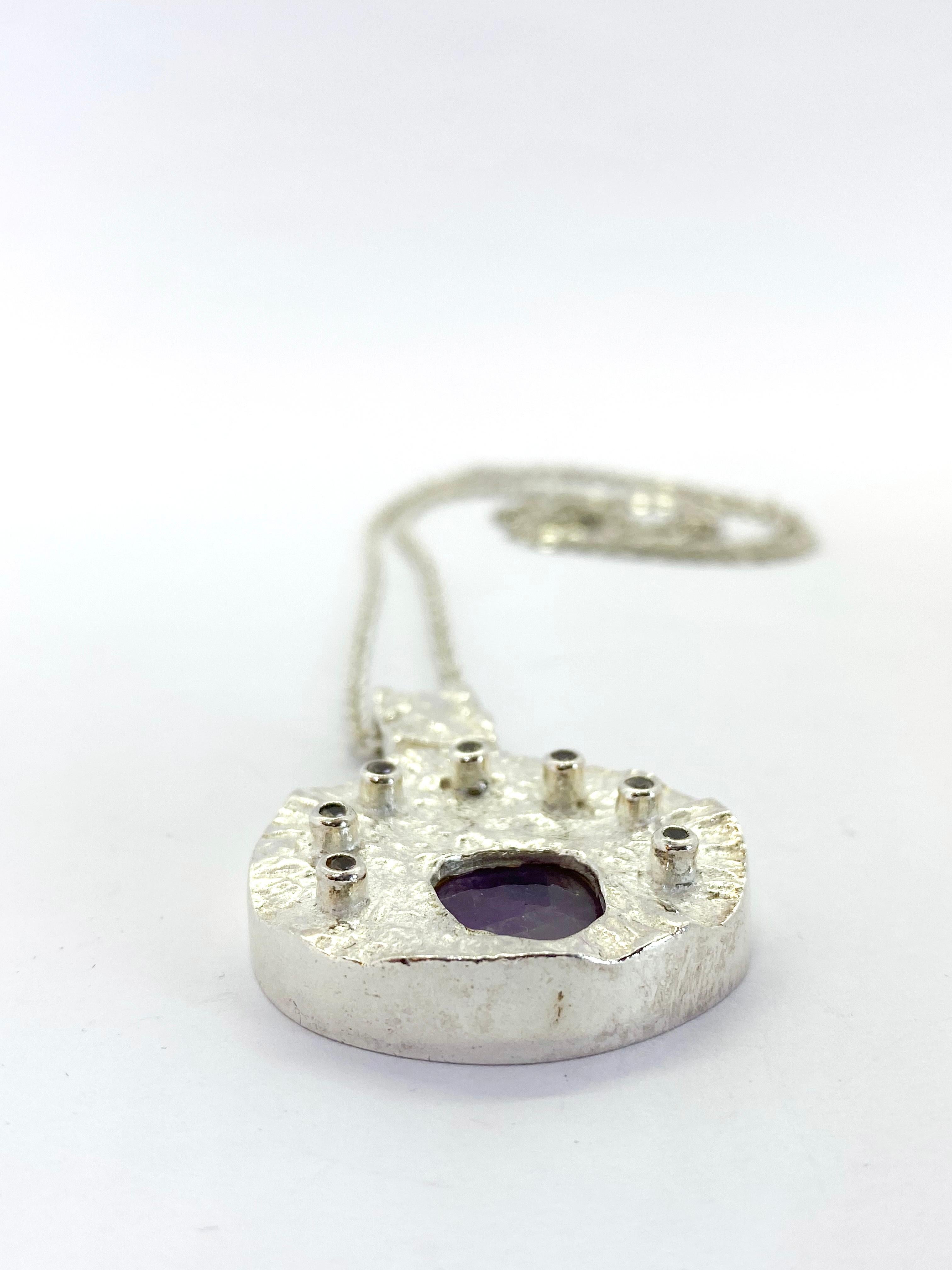 830H Silber-Halskette Finnland Amethyst im Angebot 2
