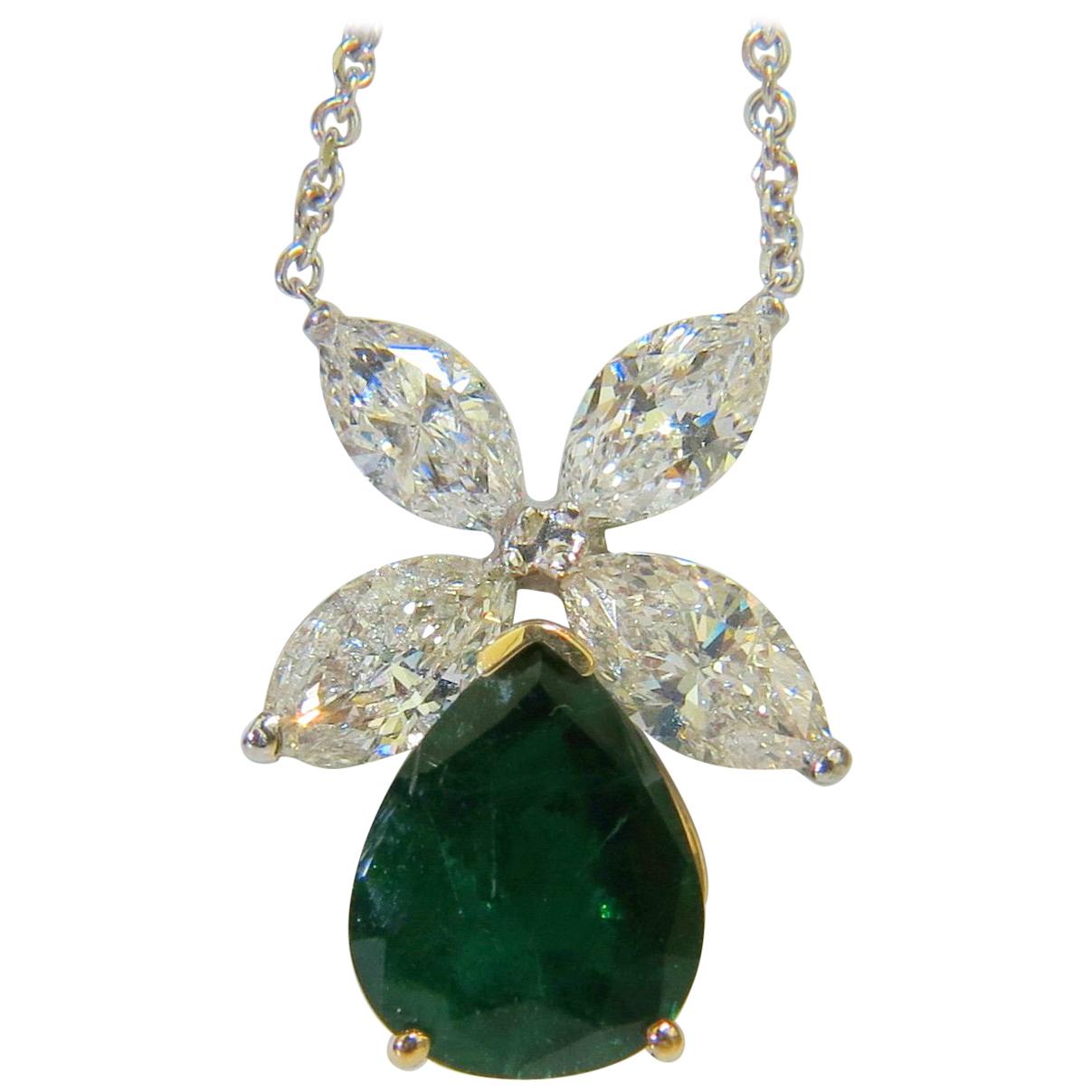8.31 Carat Natural Diamond Emerald Pendant Star