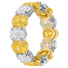 8.31 Ctw. Oval Fancy Intense Yellow Diamond & Oval Diamond in 18KY & PT Ring