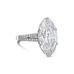 8.31 Carat H SI1 Moval Diamond Ring with Elegant Diamond Setting by Hancocks