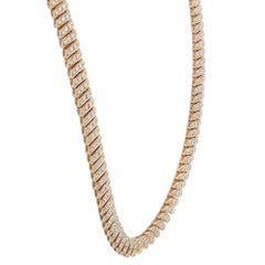 Collier fantaisie en or jaune 18 carats avec diamants taille ronde de 8,31 carats au total, 16 pouces