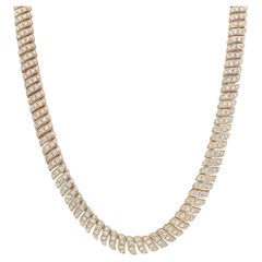 8.31Cttw Round Cut Diamond Statement Necklace 18K Yellow Gold 16 Inches