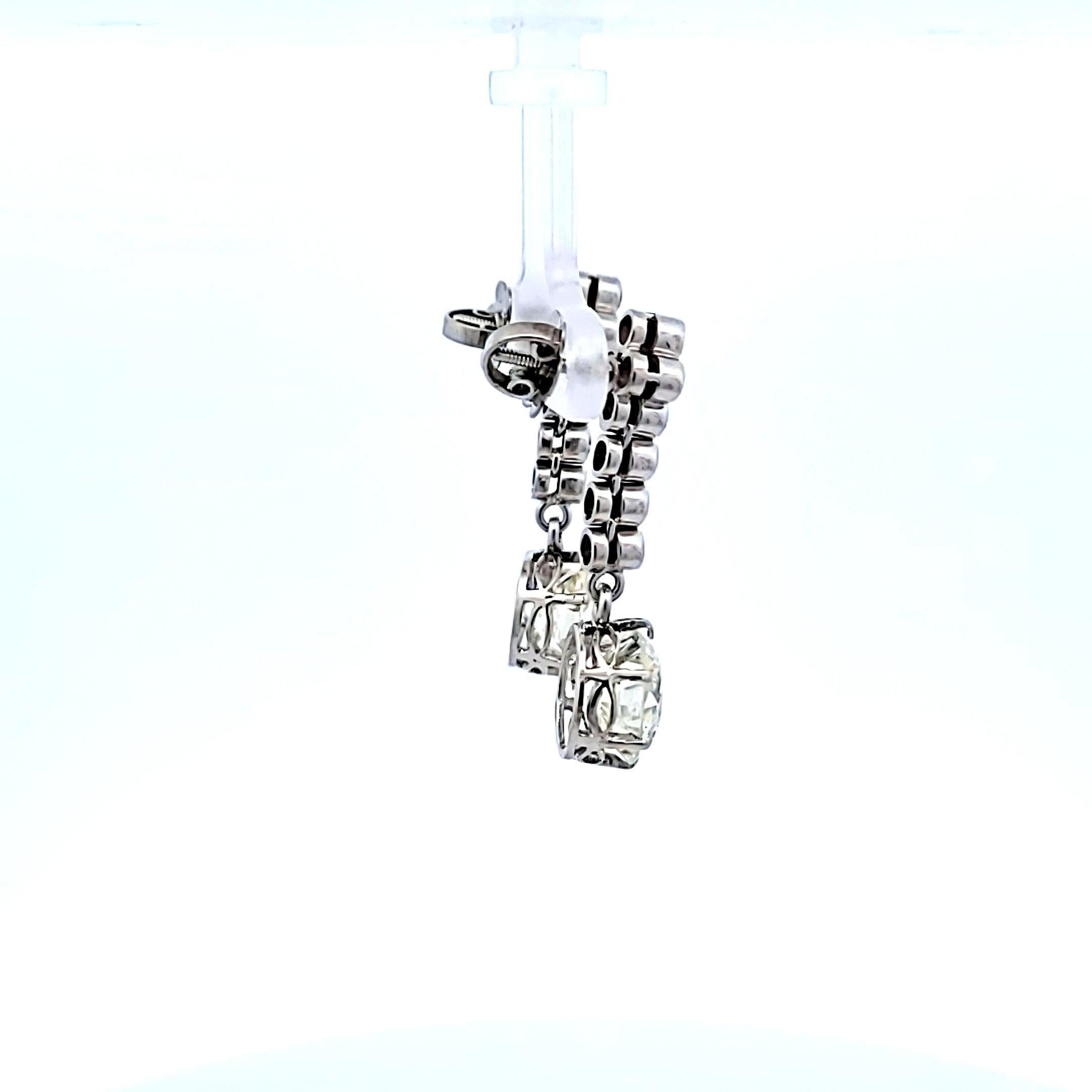 8.32 Carat Circular Brilliant and Round Brilliant Diamond Platinum Drop Earrings For Sale 1