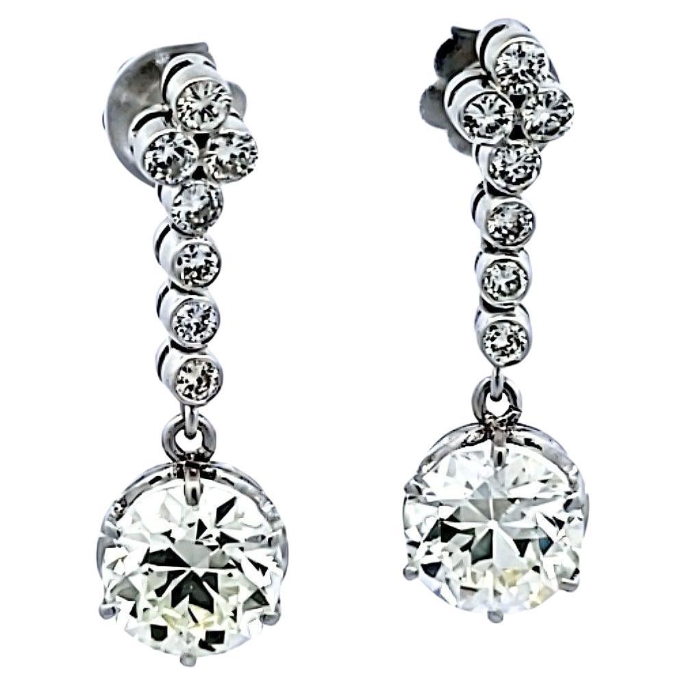 8.32 Carat Circular Brilliant and Round Brilliant Diamond Platinum Drop Earrings