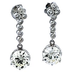 8.32 Carat Circular Brilliant and Round Brilliant Diamond Platinum Drop Earrings